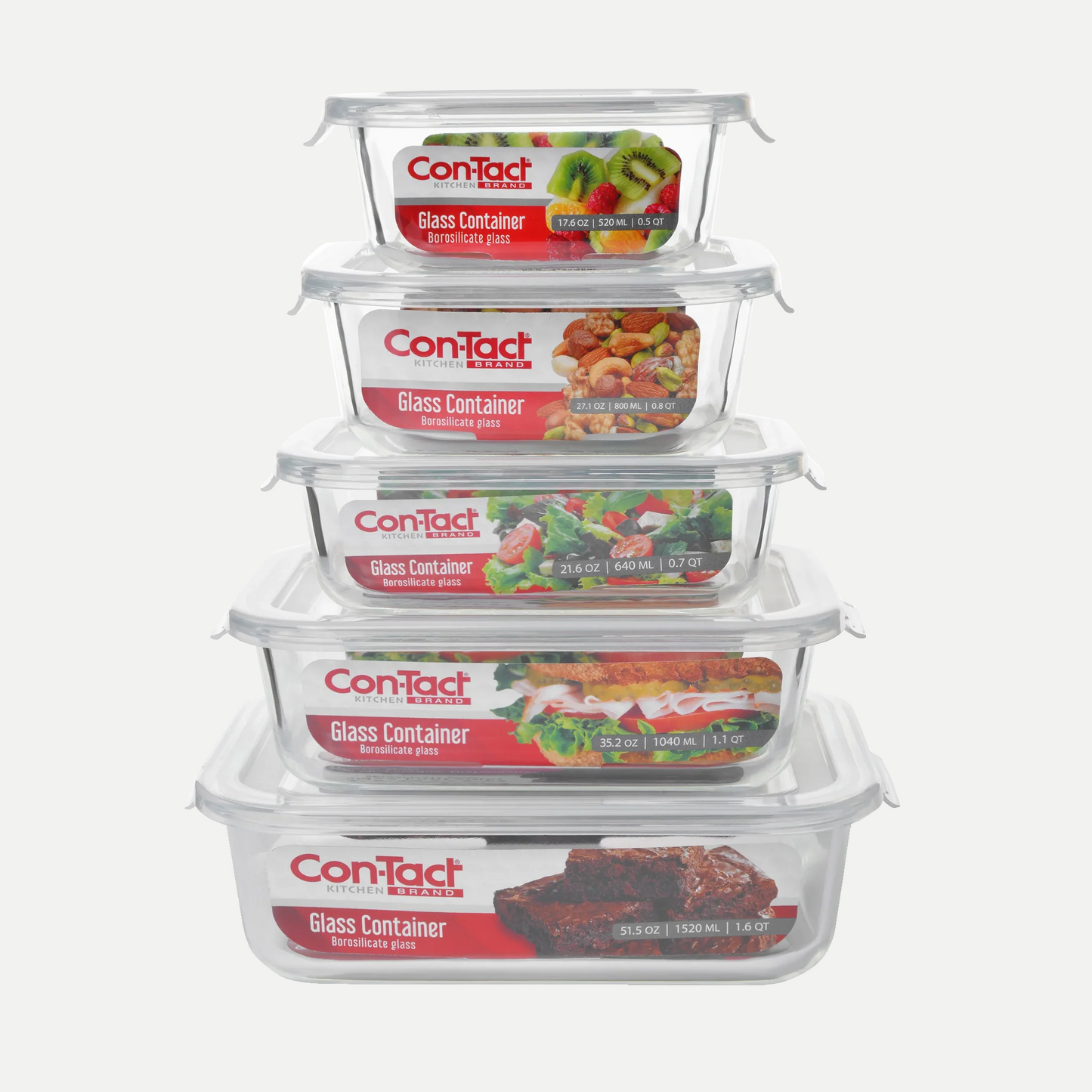 Premium Borosilicate Glass Food Storage Containers, 10-Piece Set