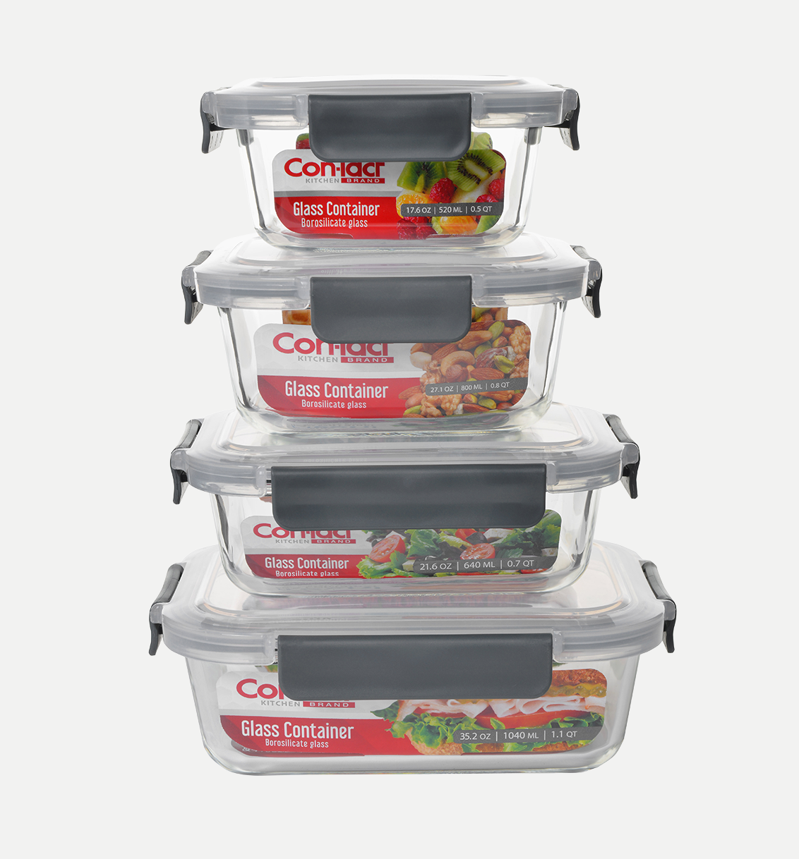 Borosilicate Glass Food Storage Containers with Locking Lid