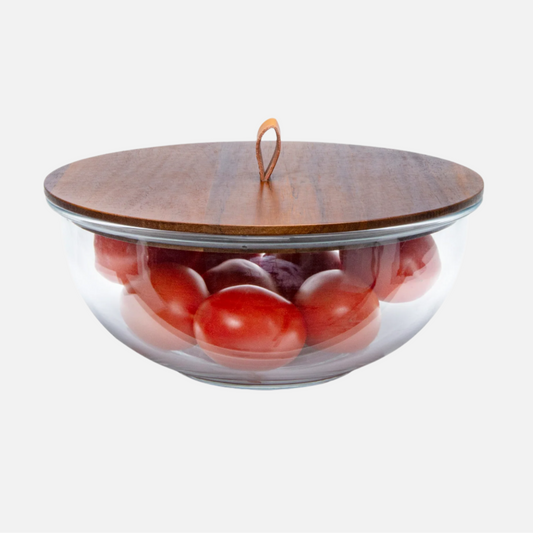 Borosilicate Glass Bowl with Wood Lid