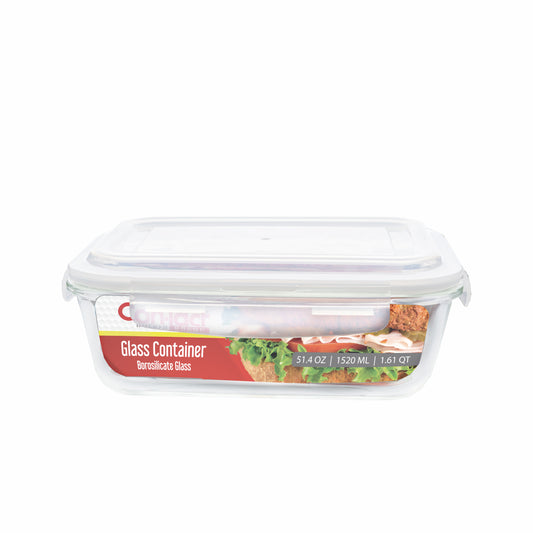 Borosilicate Glass Food Storage Containers with Locking Lid Rectangular
