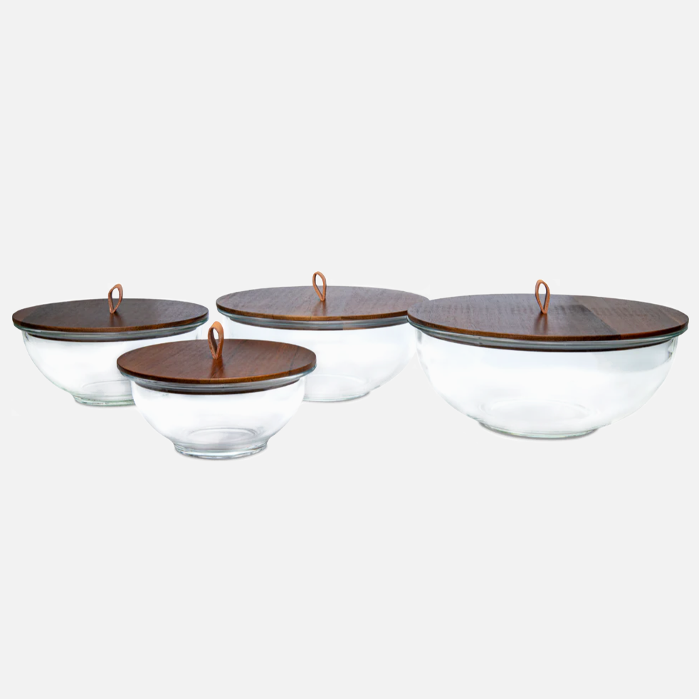 Borosilicate Glass Bowl with Wood Lid