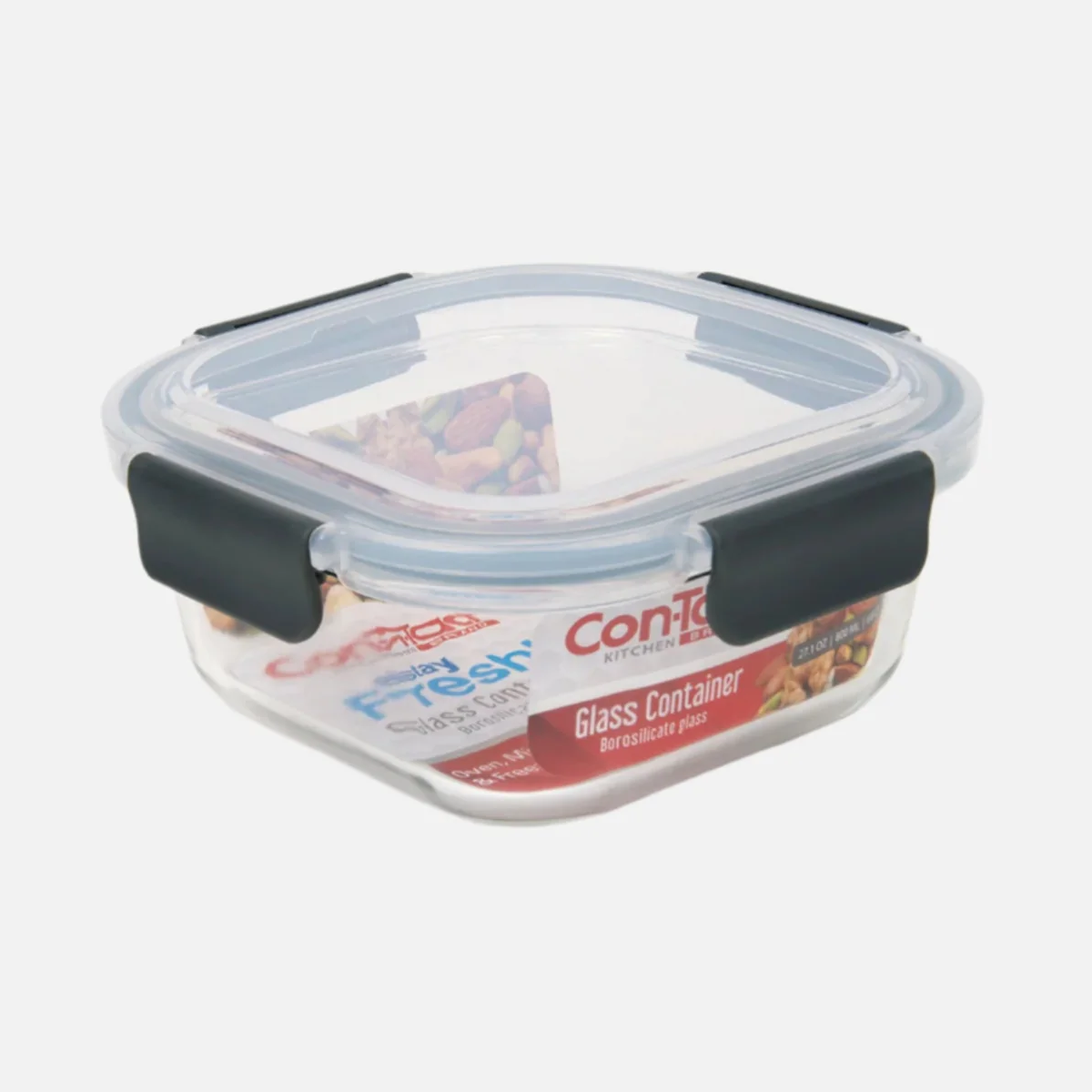 Borosilicate Glass Food Storage Containers with Locking Lid Gray