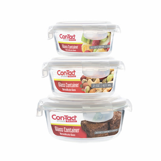 Borosilicate Glass Food Storage Containers with Locking Lid Round