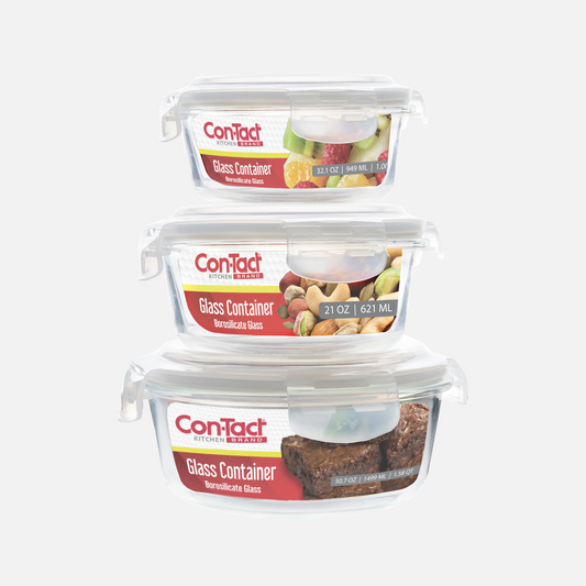 Borosilicate Glass Food Storage Containers with Locking Lid Round