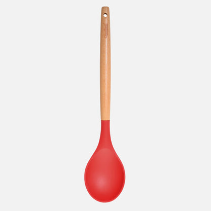 Silicone Utensils with Beech Wood Handles - Red