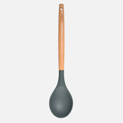 Silicone Utensils with Beech Wood Handles - Gray