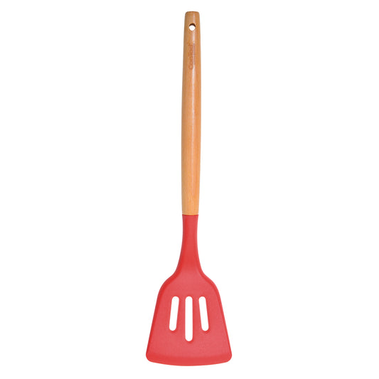 Silicone Utensils with Beech Wood Handles - Red