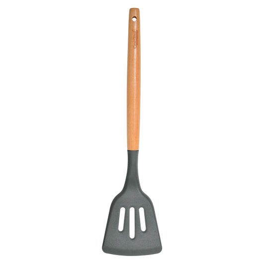 Silicone Utensils with Beech Wood Handles - Gray