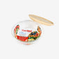 Embossed Borosilicate Glass Container with Bamboo Lid Round