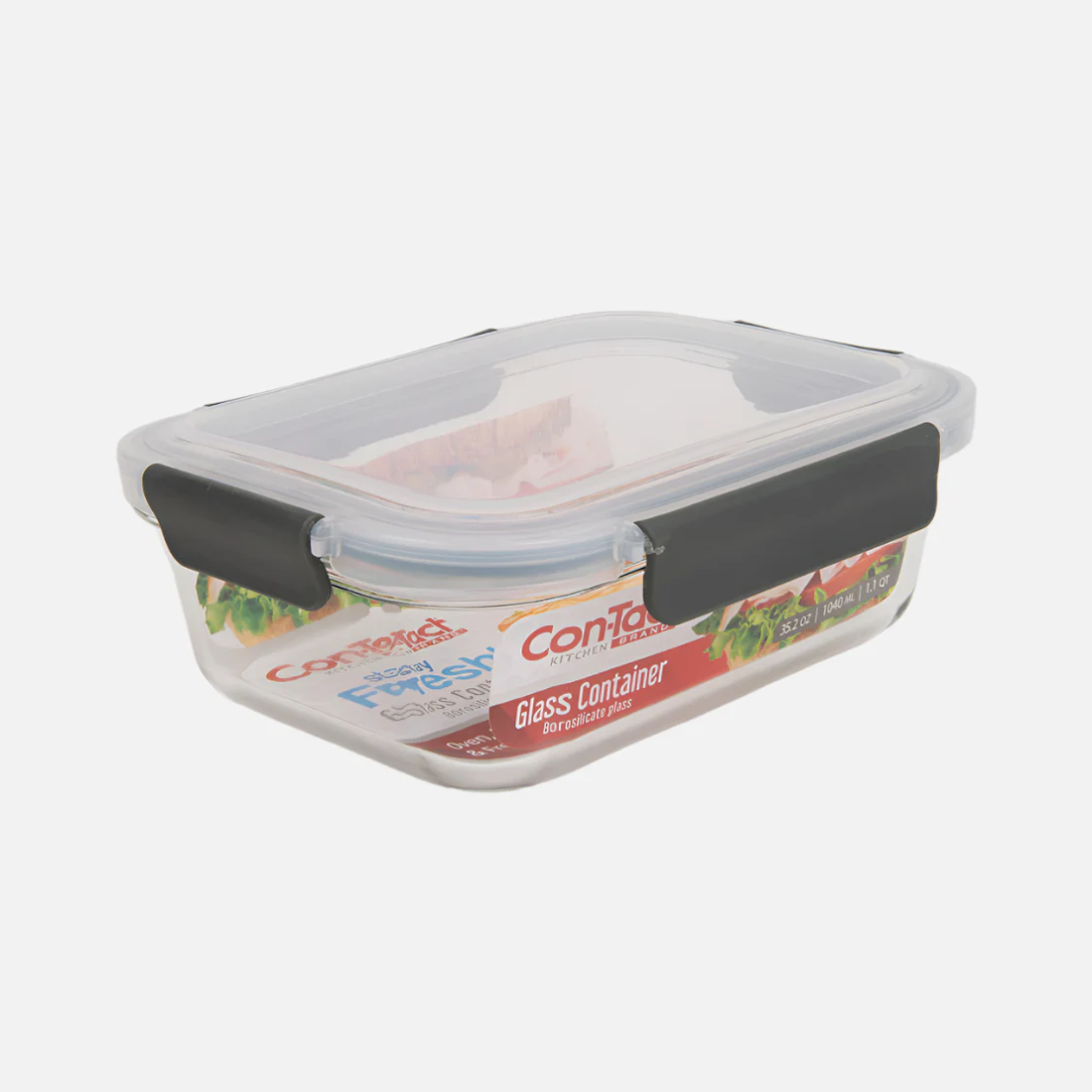 Borosilicate Glass Food Storage Containers with Locking Lid Gray