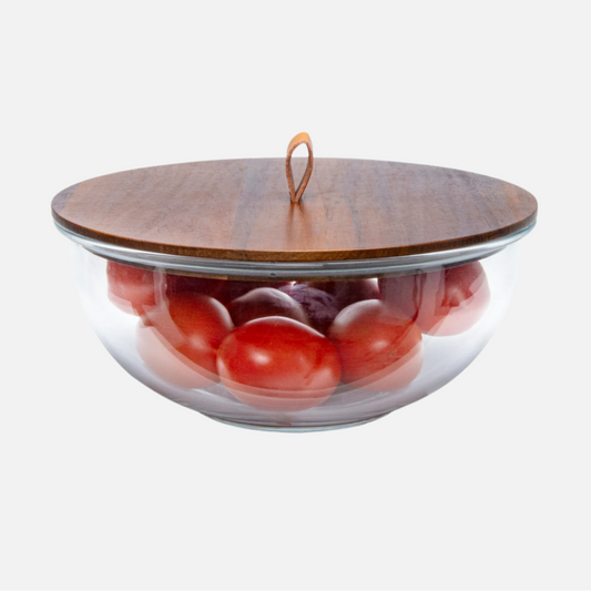 Borosilicate Glass Bowl with Wood Lid