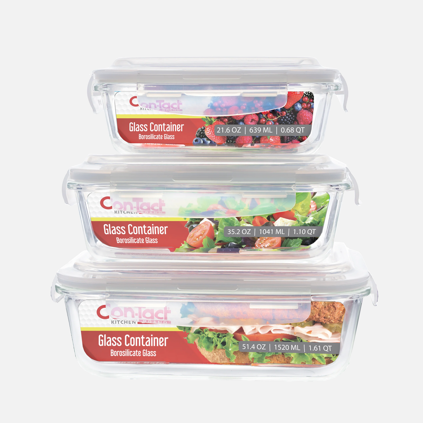 Borosilicate Glass Food Storage Containers with Locking Lid Rectangular