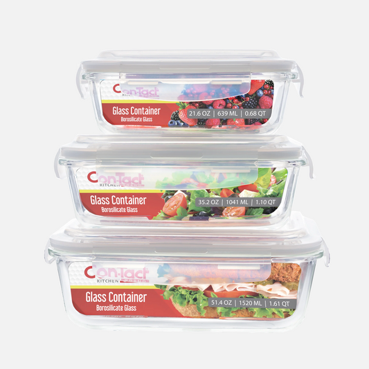 Borosilicate Glass Food Storage Containers with Locking Lid Rectangular