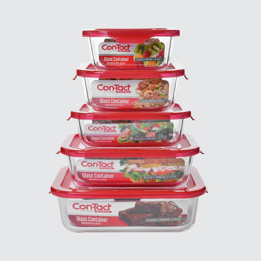 Premium Borosilicate Glass Food Storage Containers, 10-Piece Set