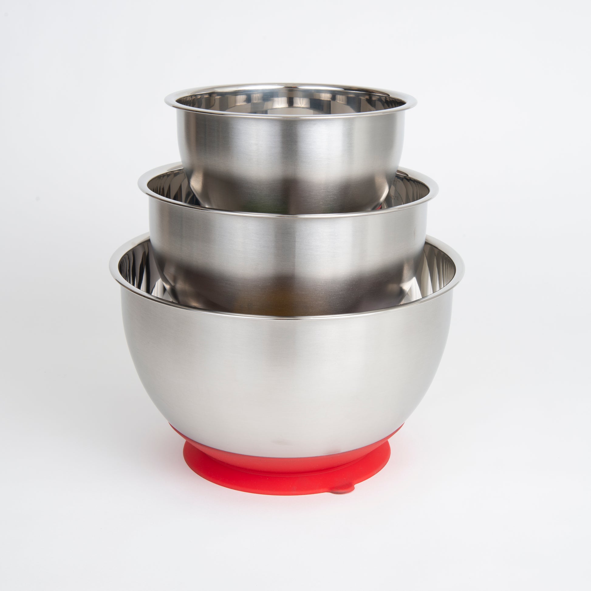 Choice Stainless Steel Standard Mixing Bowl Set with Silicone Bottom - 9/Set